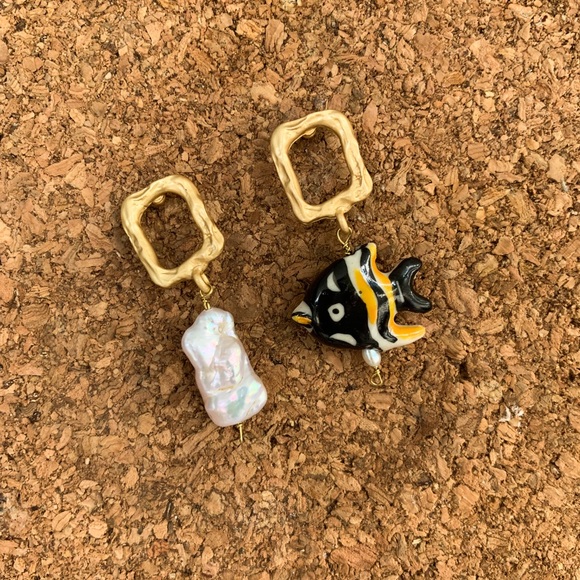 Pearl Earrings Gift Fish Jewelry Baroque Pearls - Picture 3 of 5